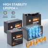POOVER 12.8v 12ah LiFEPO4 Battery, Lithium Battery For Fish Finder