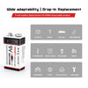POOVER USB 9V Lithium ion Batteries 1200mAh