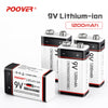 POOVER USB 9V Lithium ion Batteries 1200mAh
